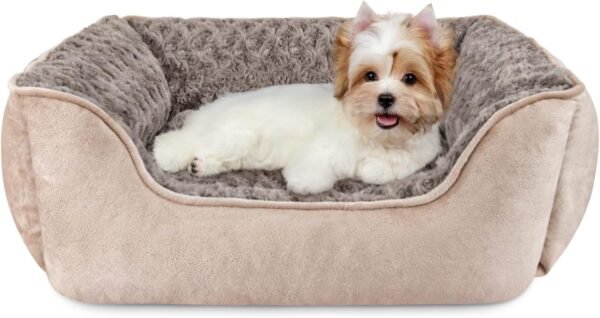 Beige rectangular breathable pet bed