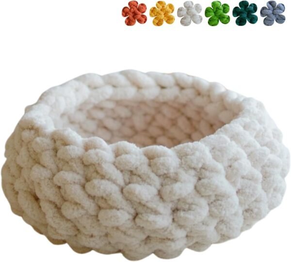 Cloud-white medium hand-woven cave-style cat bed
