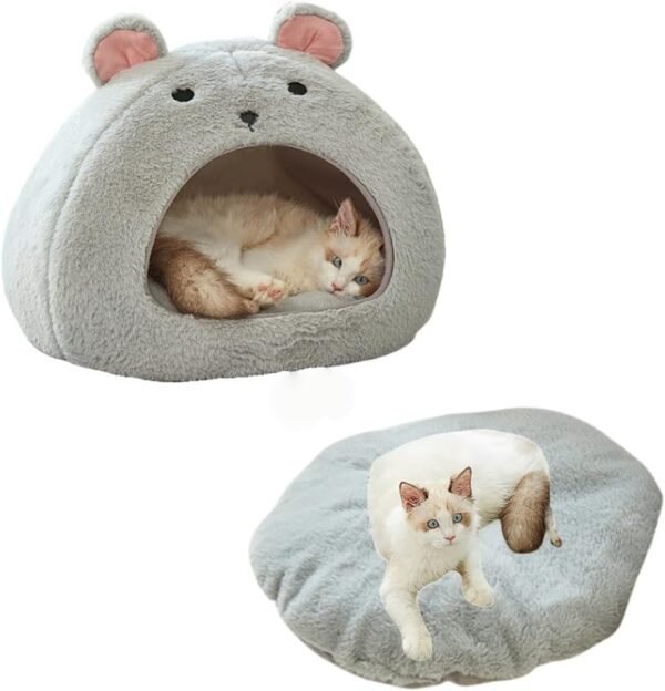 Light gray hamster-shaped enclosed cave bed