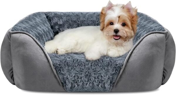 Pet bed with raised bolsters