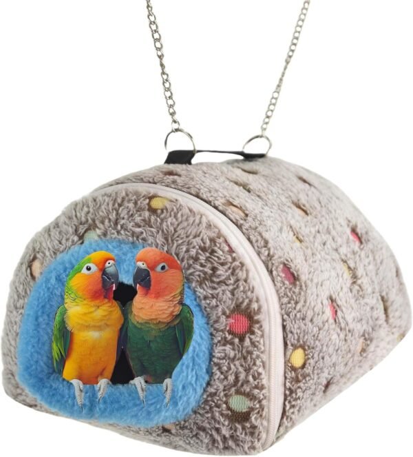 Small Grey Cave-Style Hammock Bed for Parrots