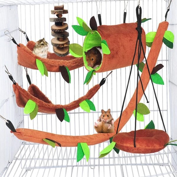 6-Piece Hanging Hammock Bed Set for Small Pets